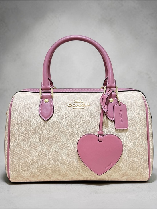 Coach Handbags - COACH Rowan Heart Charm Signature C Coated Canvas and Smooth Leather Crossbody